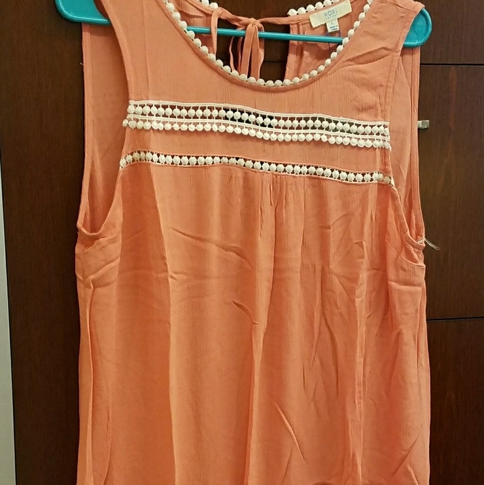 Coral dress.